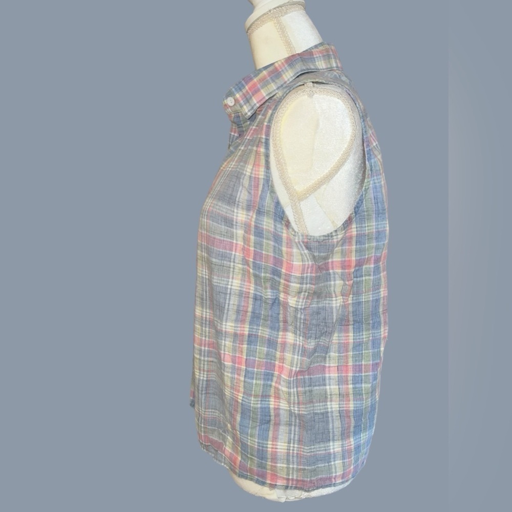 Vintage 90s MODA intl (Victoria’s Secret) sleeveless plaid top, cotton, L. - Picture 4 of 7